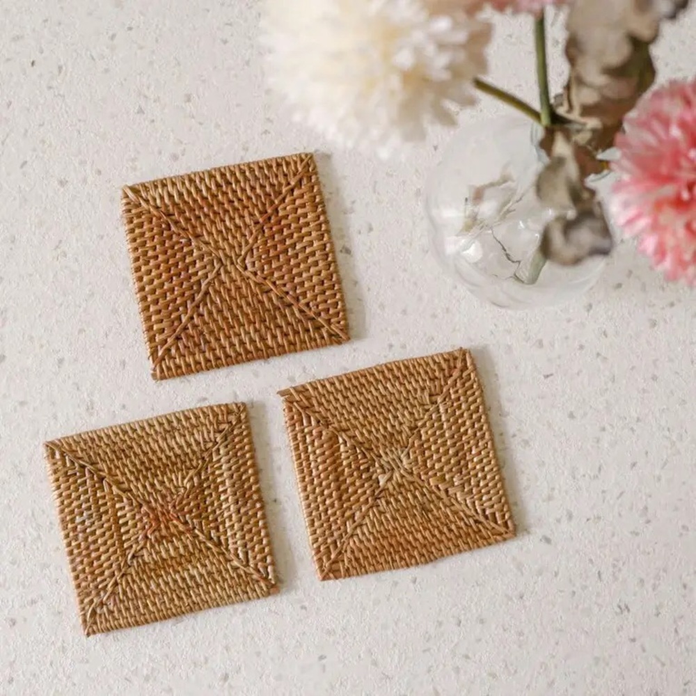 Square Rattan Coaster - Straw Raffia (2)